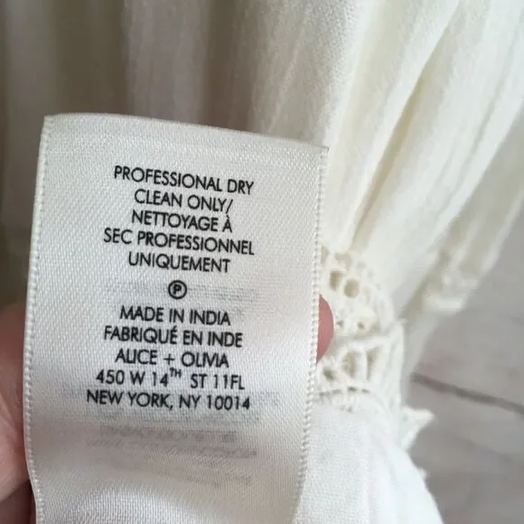 ALICE + OLIVIA DANNA DRESS WITH TIE SHOULDERS AND COTTON CROCHET DETAILS - Picture 7 of 8